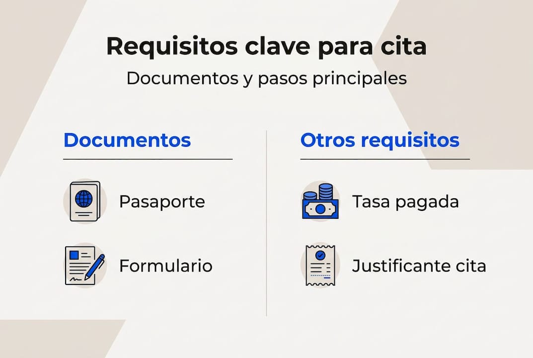 Infografía con los documentos imprescindibles para tu cita en extranjería