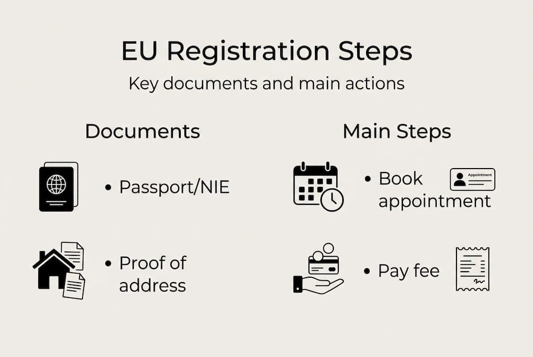 Infographic showing core EU registration steps Spain