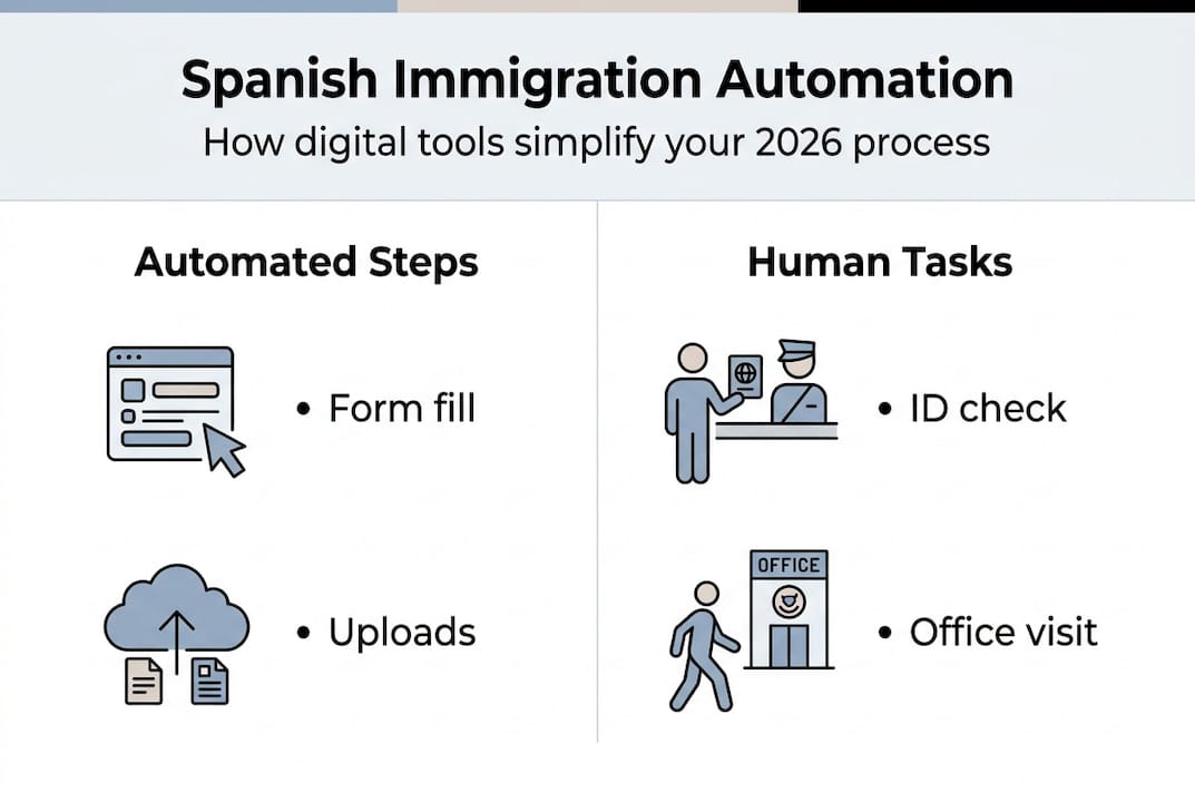 Infographic for Spanish immigration automation steps