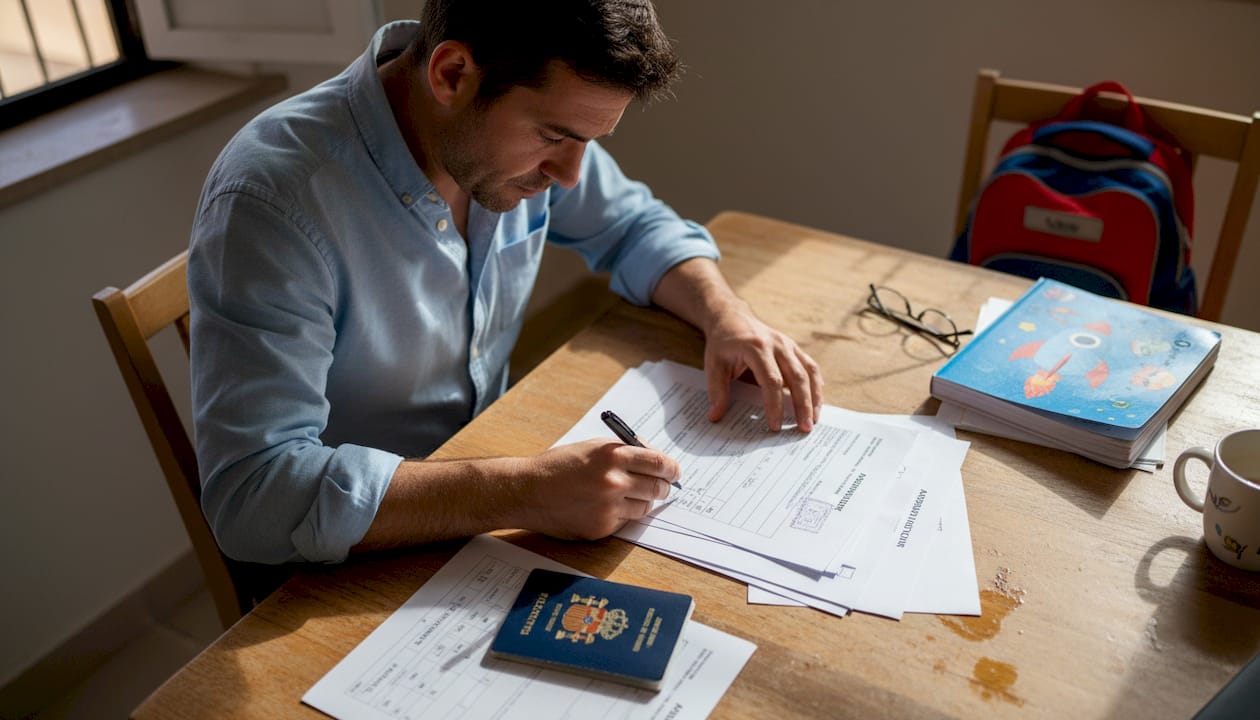 Parent organizing residency renewal documents