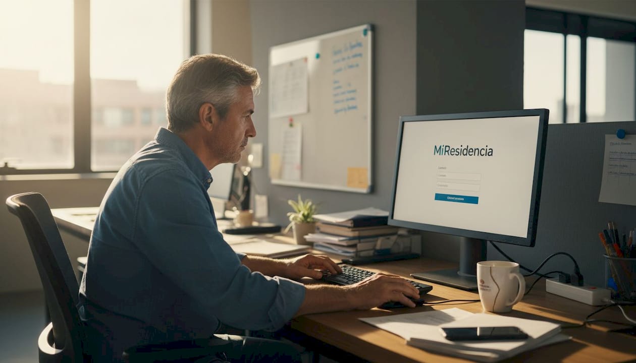 Man accessing MiResidencia on computer