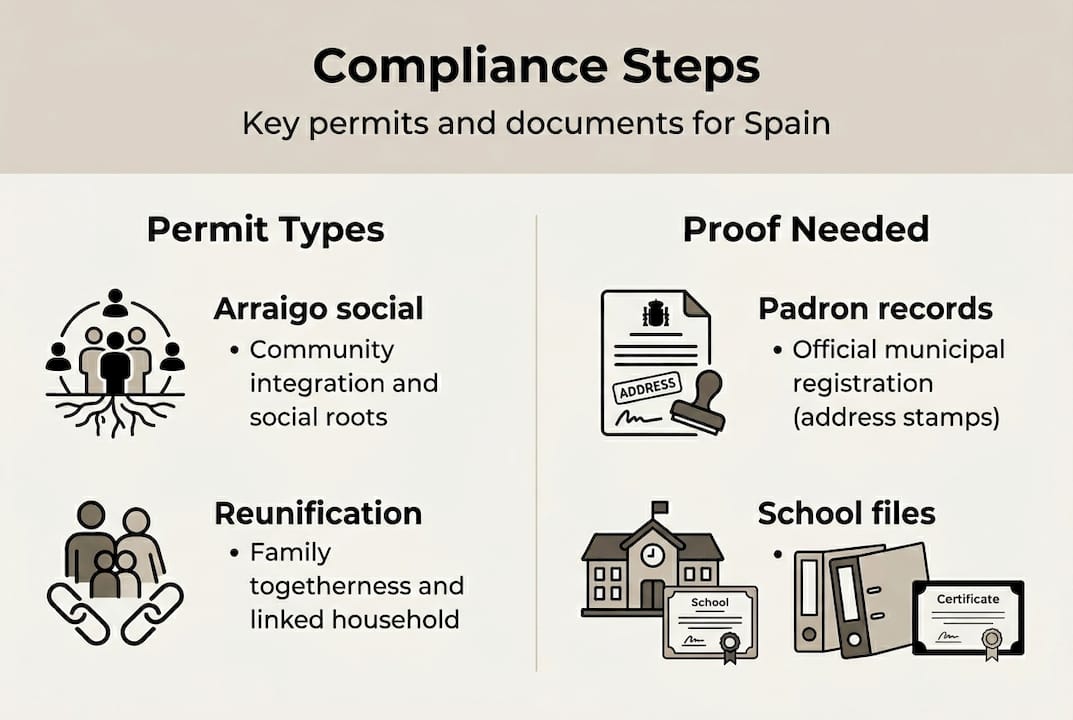 Infographic with permits and proof for Spain compliance