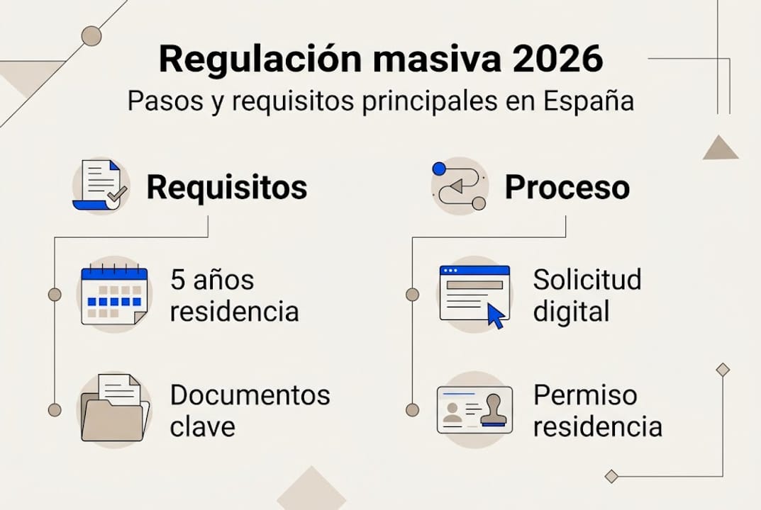 Infografía sobre el proceso de regularización masiva 2026