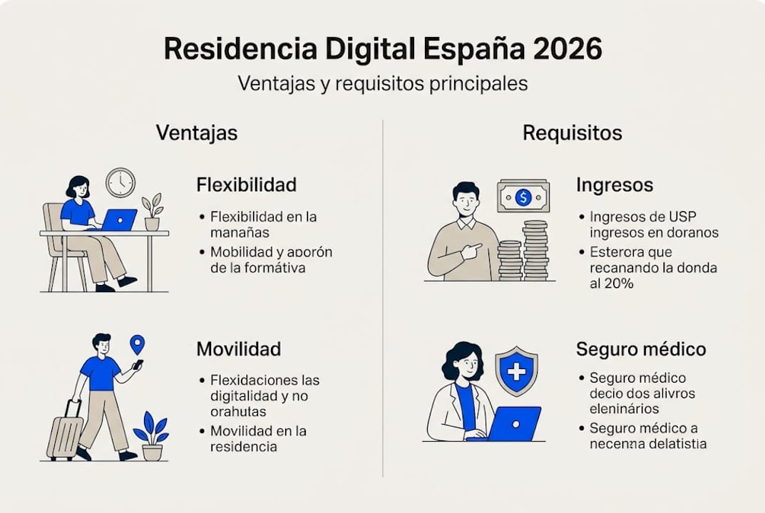 Infografía sobre los beneficios y requisitos para obtener la residencia digital