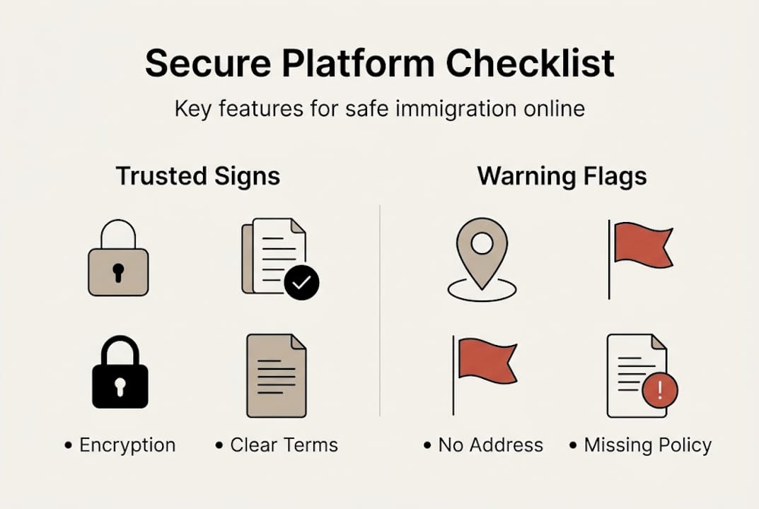 Infographic checklist for secure immigration platforms