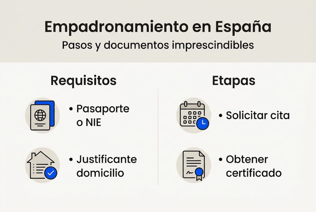 Guía visual con los pasos y requisitos para empadronarse