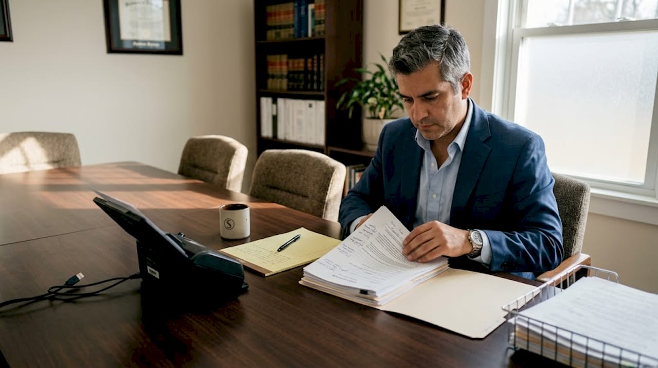 Attorney reviewing a client’s immigration file