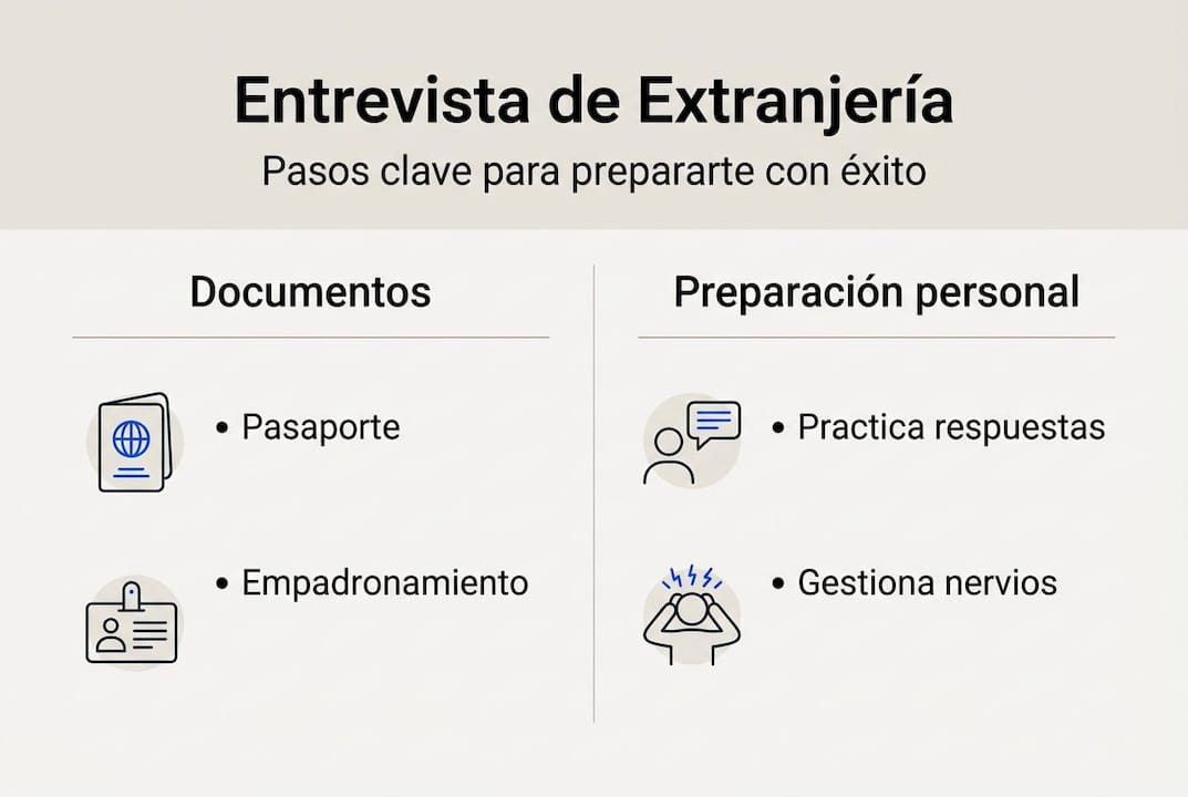 Guía visual con los pasos imprescindibles para preparar tu entrevista de extranjería