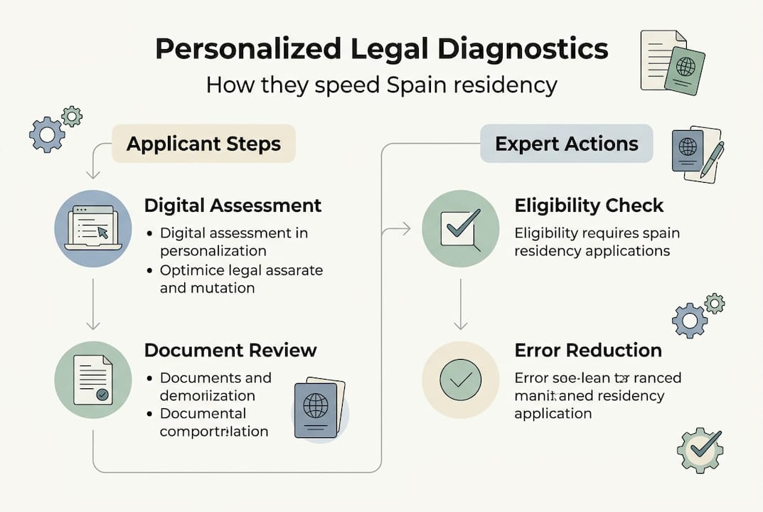 Infographic about Spain legal diagnostic steps