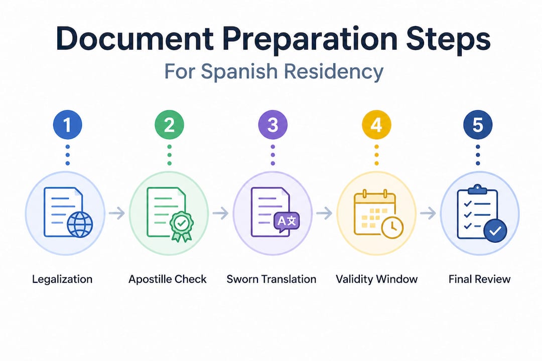 Infographic of residency document preparation steps