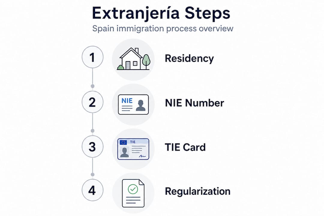 Infographic of key extranjería process steps