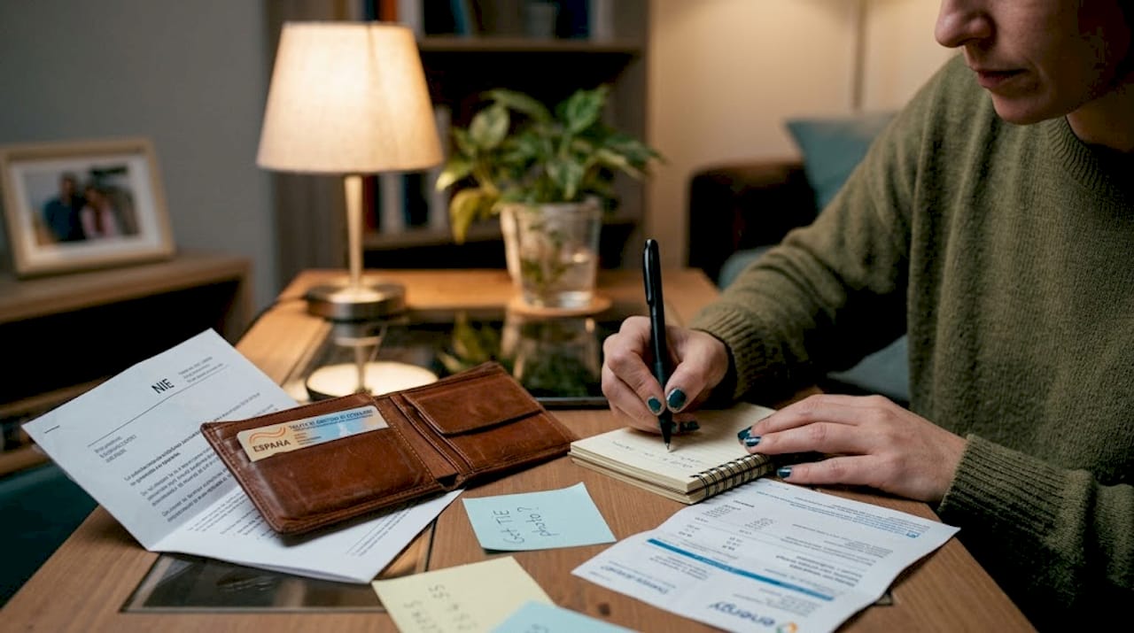Spanish TIE card and NIE paperwork on desk