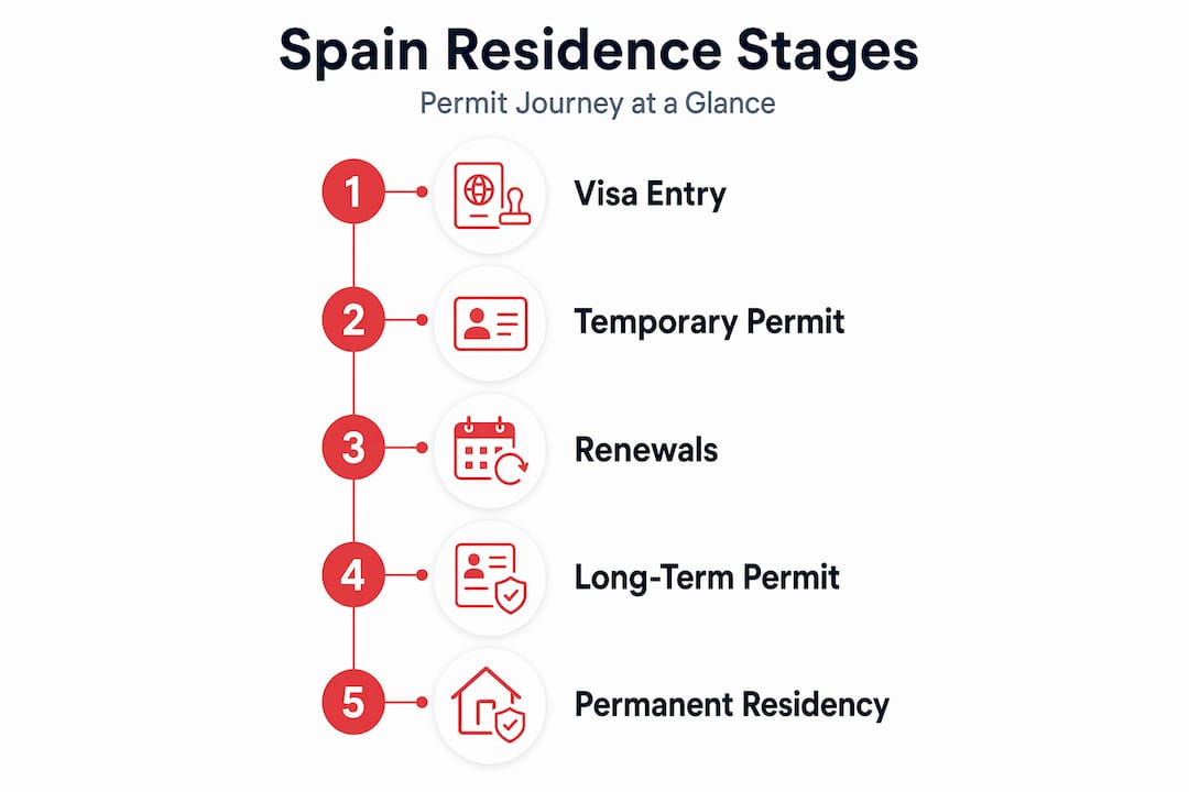 Infographic showing residence stages step by step