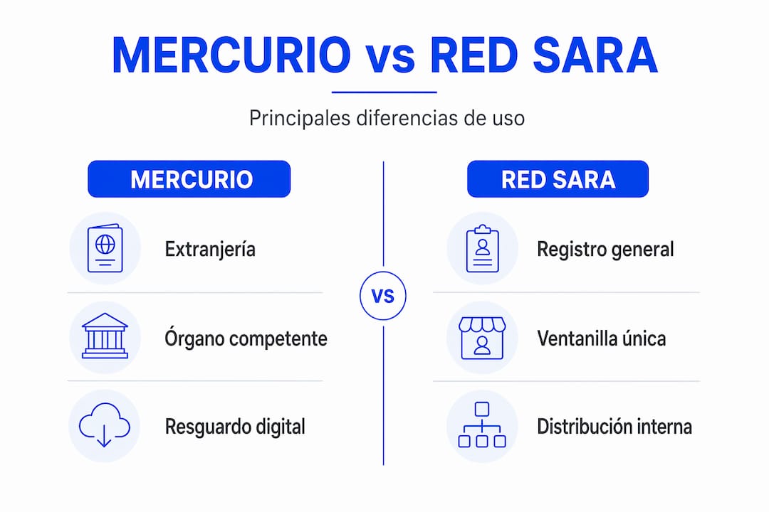 Infografía que muestra las principales diferencias entre MERCURIO y RED SARA