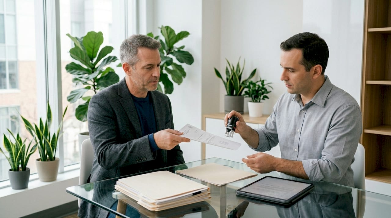 Client and translator review legal documents together