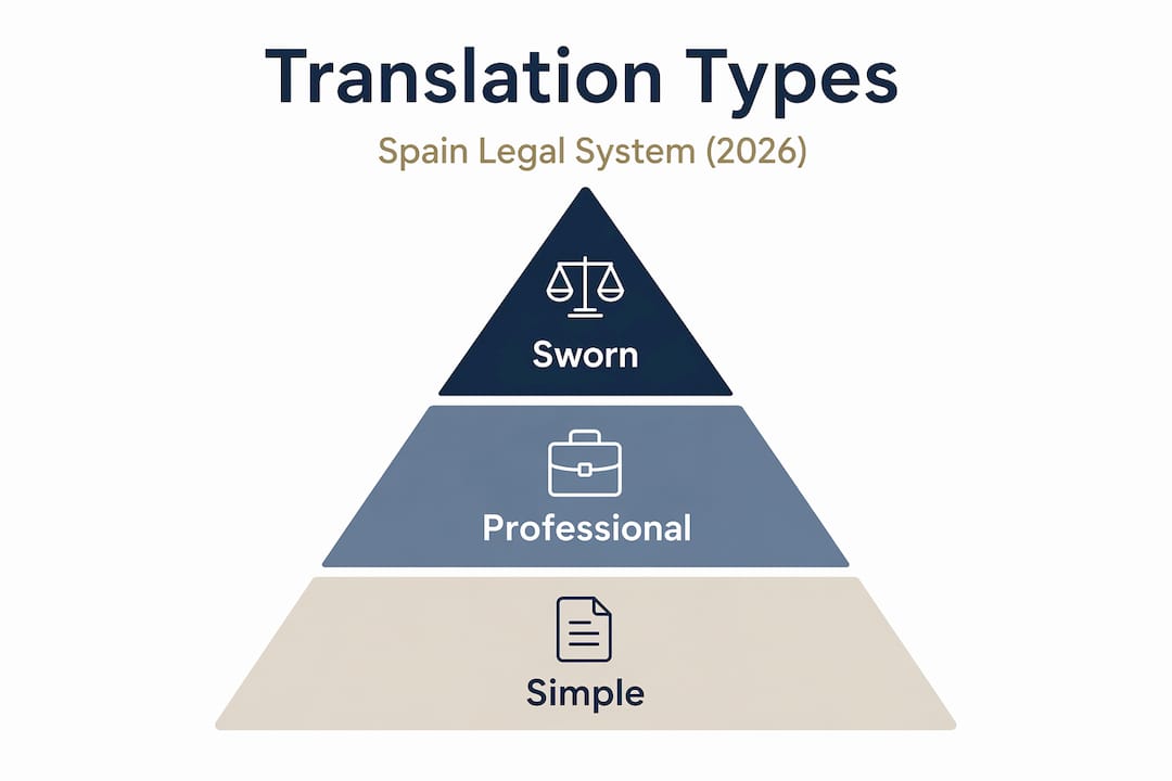 Hierarchy infographic comparing legal translation types