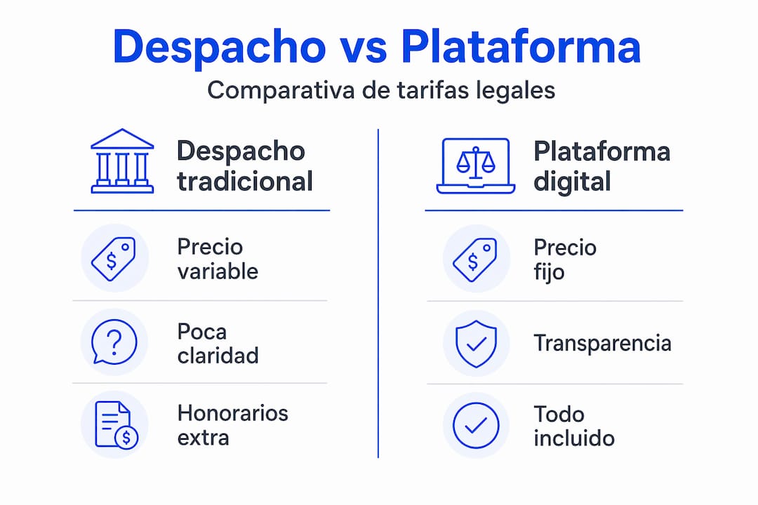 Infografía: diferencias clave entre un despacho tradicional y una plataforma digital