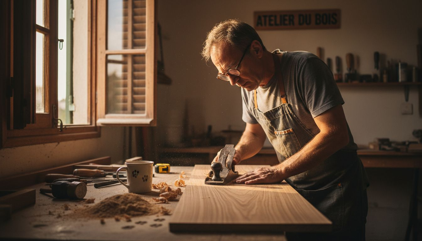 Artisan à l’ouvrage : fabrication d’un arbre à chat en bois de teck
