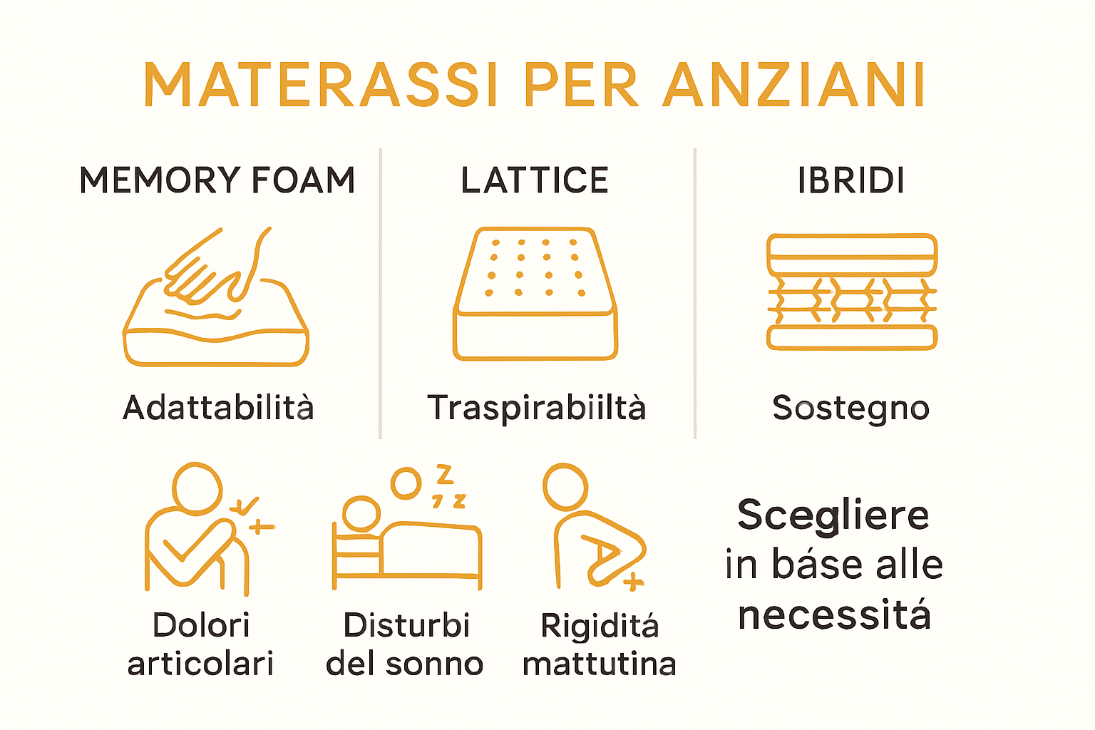Infografica che confronta tipi di materasso per anziani
