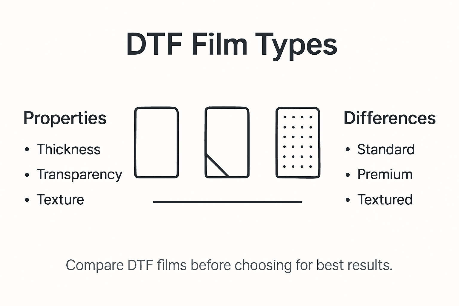 Infographic comparing types of DTF film