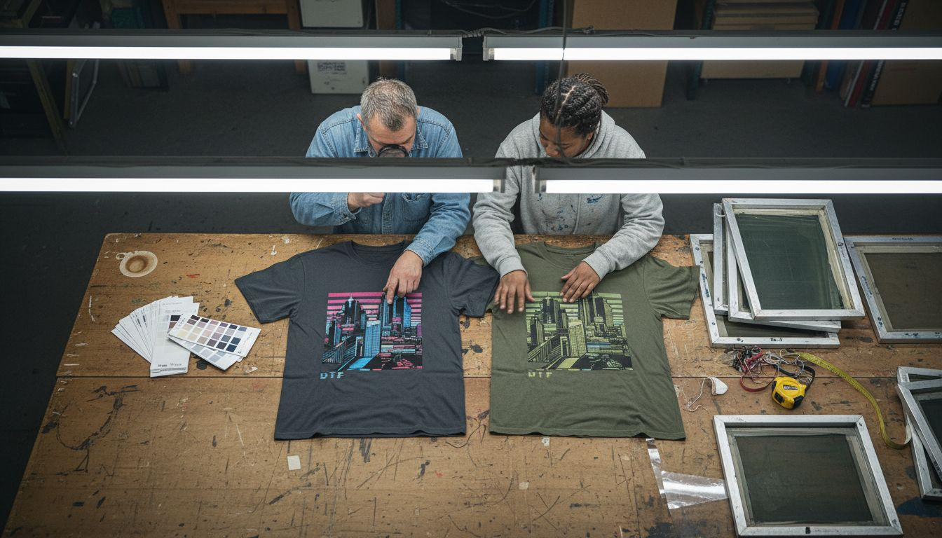 Comparing DTF and screen printing shirts