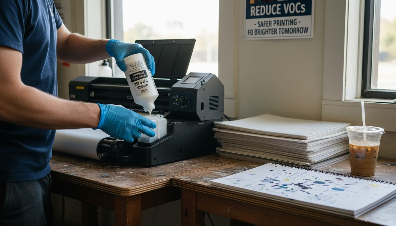 Technician using water-based eco DTF inks