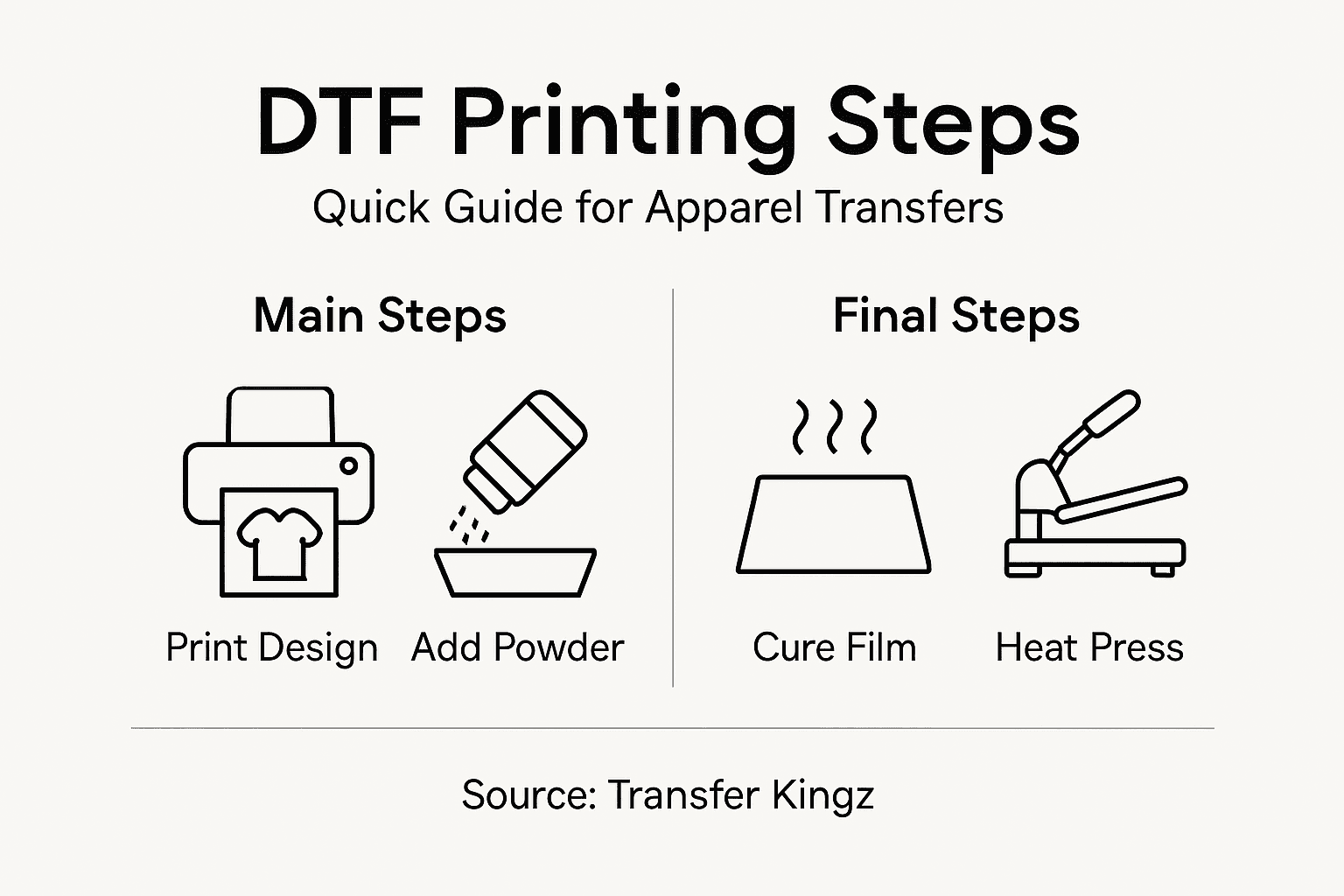 Infographic summarizes DTF printing process steps