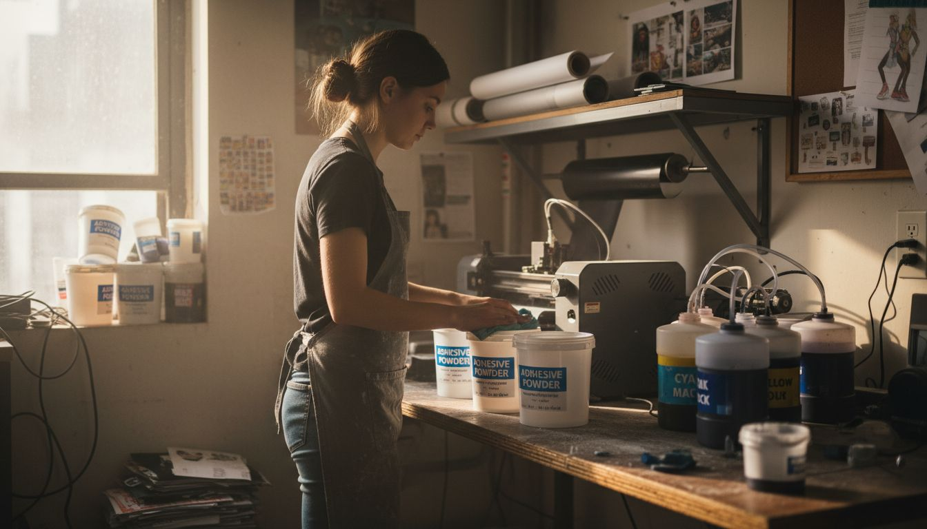 Operator sorting DTF transfer materials