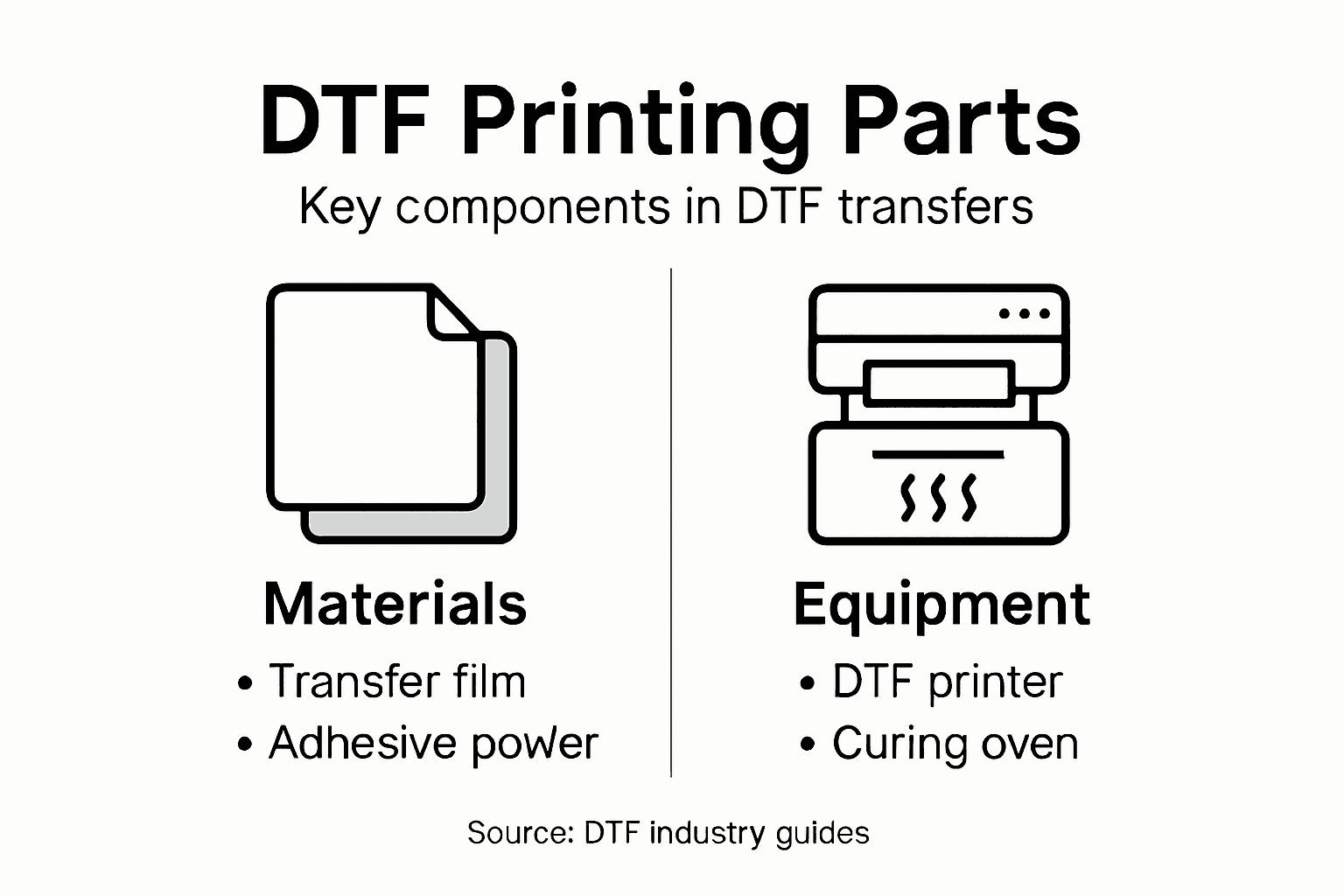 Infographic showing main DTF components