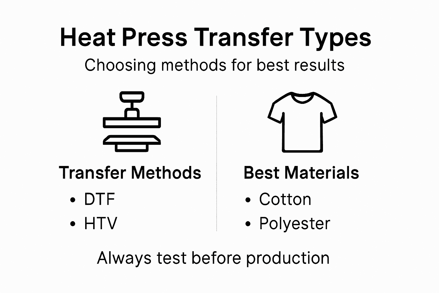 Infographic showing heat press transfer types