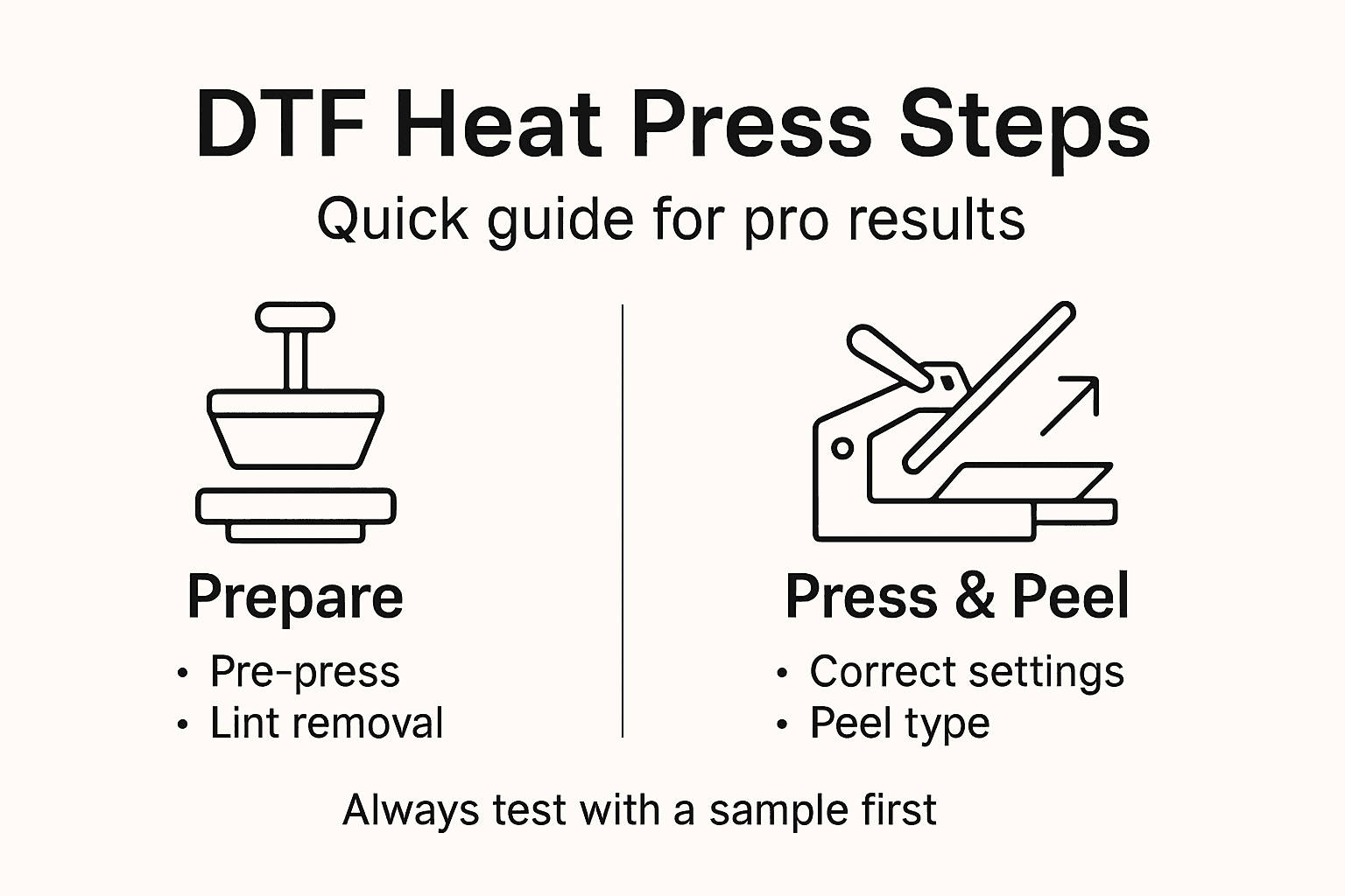 Infographic DTF heat press steps quick guide