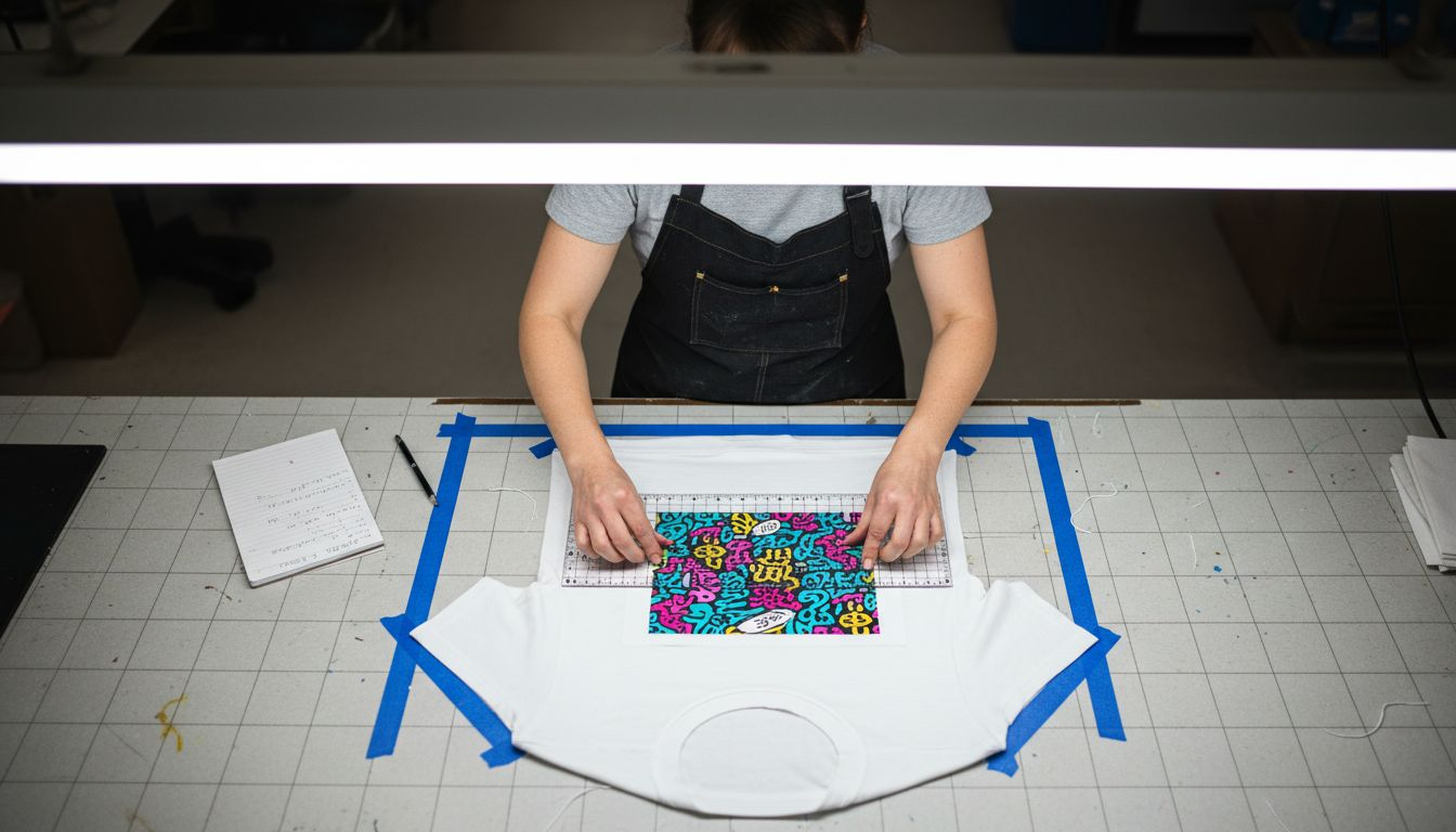 Aligning DTF transfer onto garment
