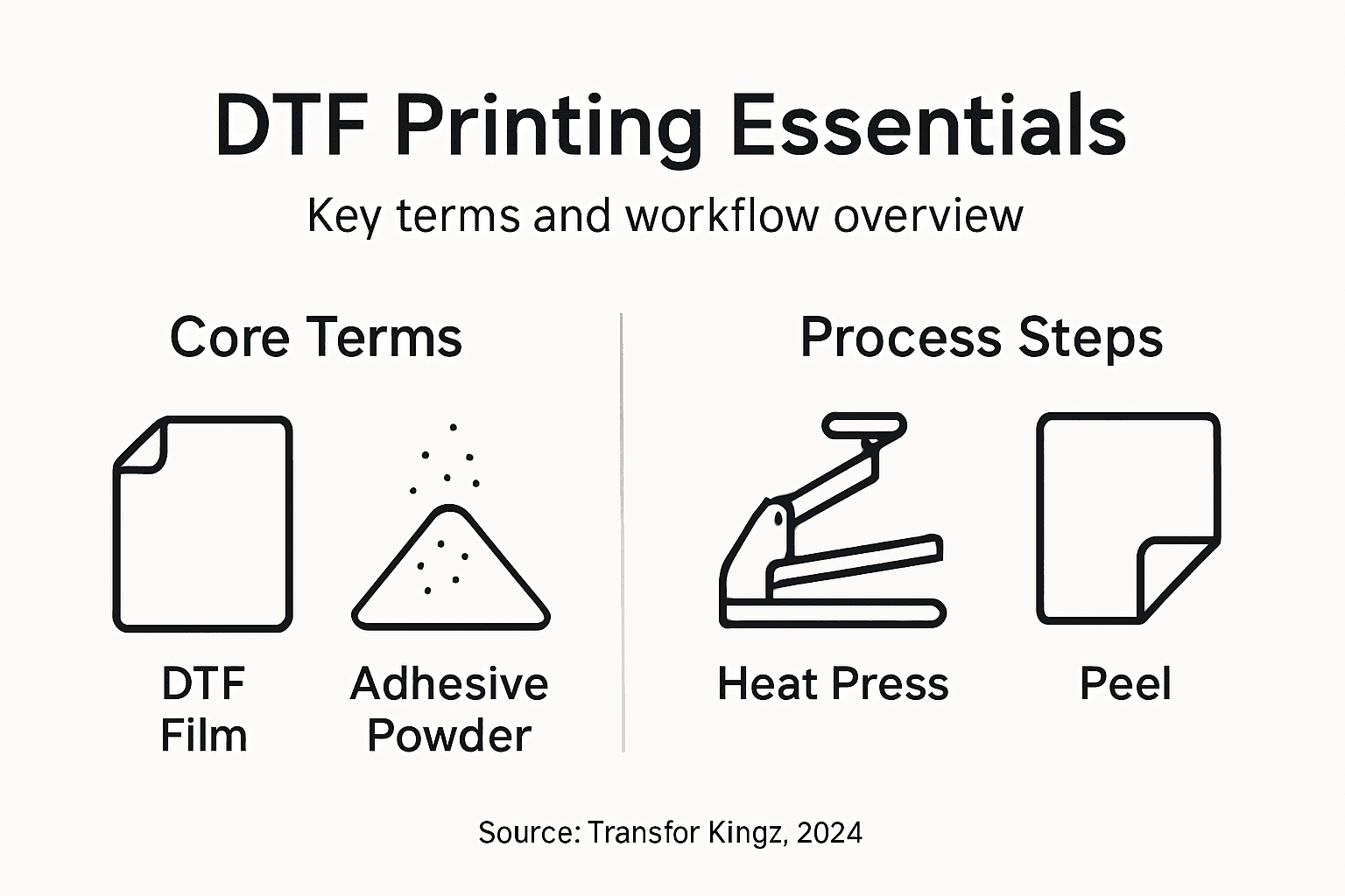 Infographic about DTF process and terminology
