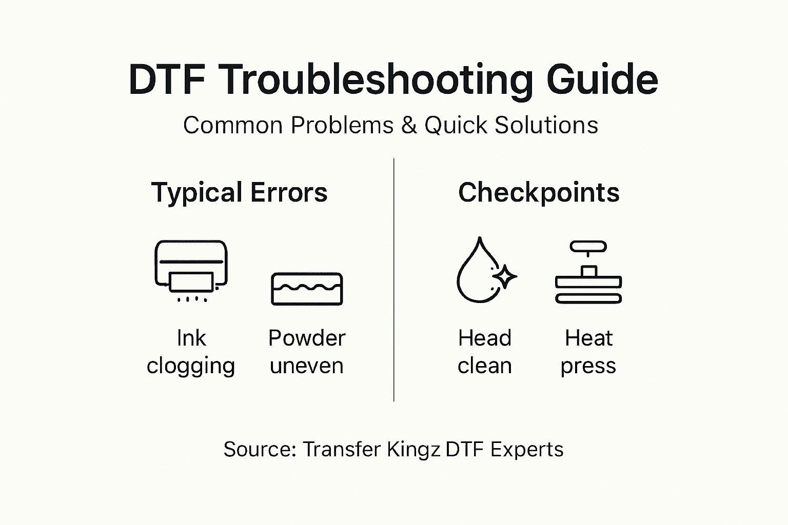 Infographic on common DTF printing issues