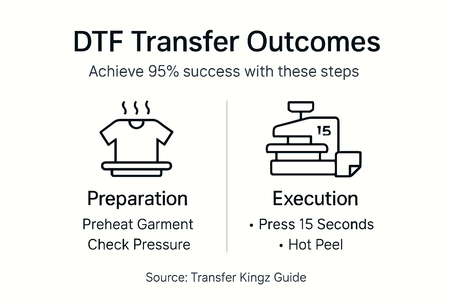 Infographic DTF transfer outcomes steps summary