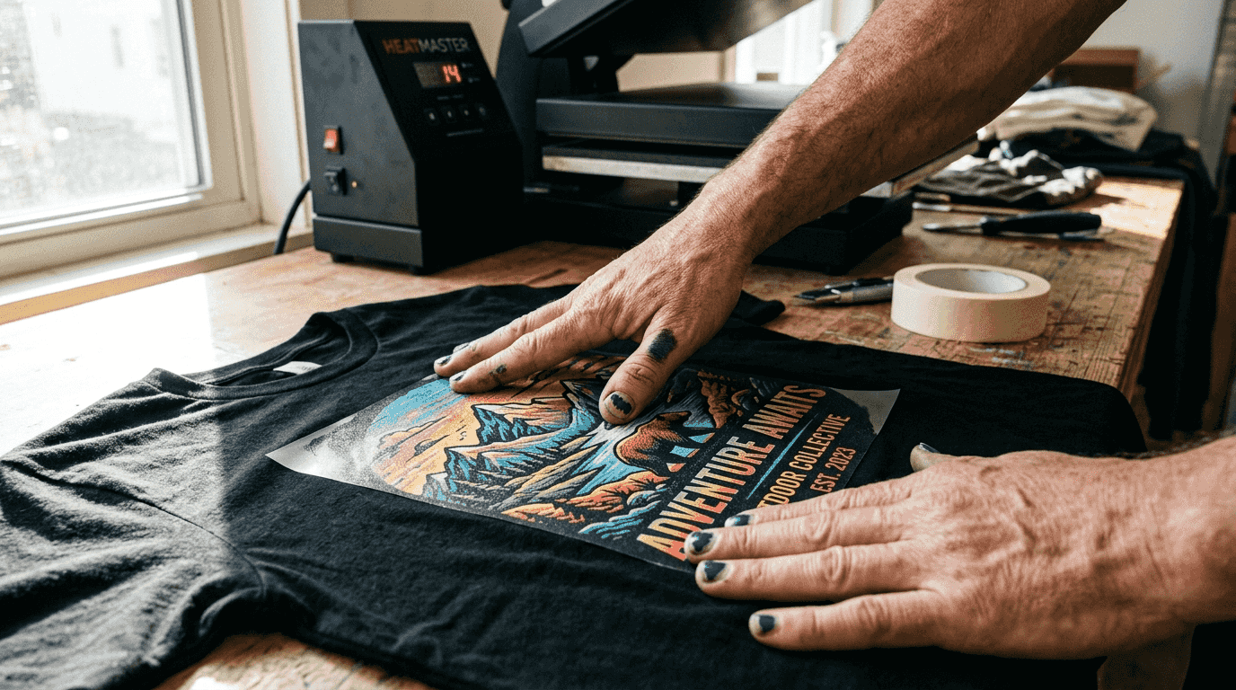 Close-up of DTF transfer on fabric