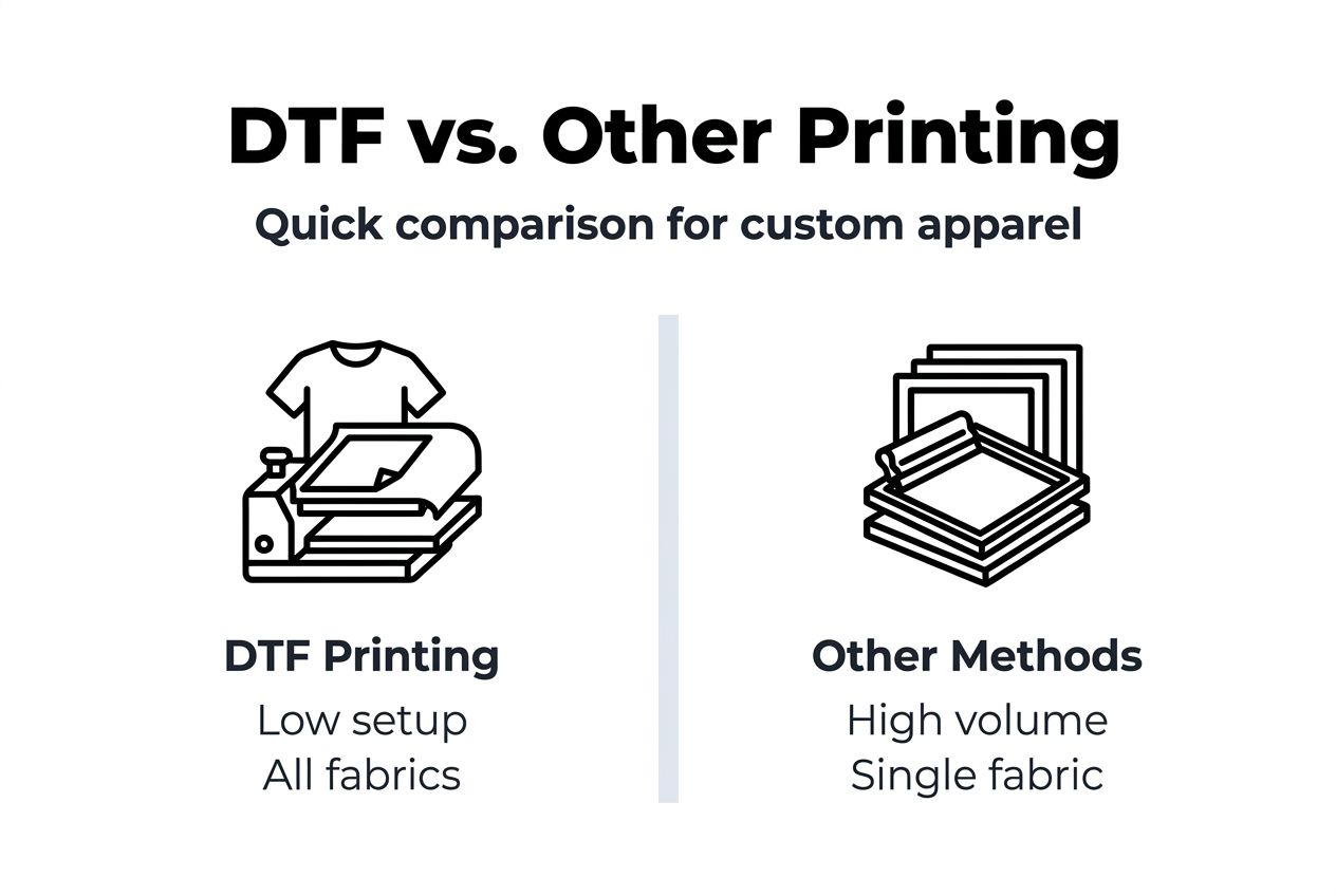 Infographic custom apparel DTF versus other methods