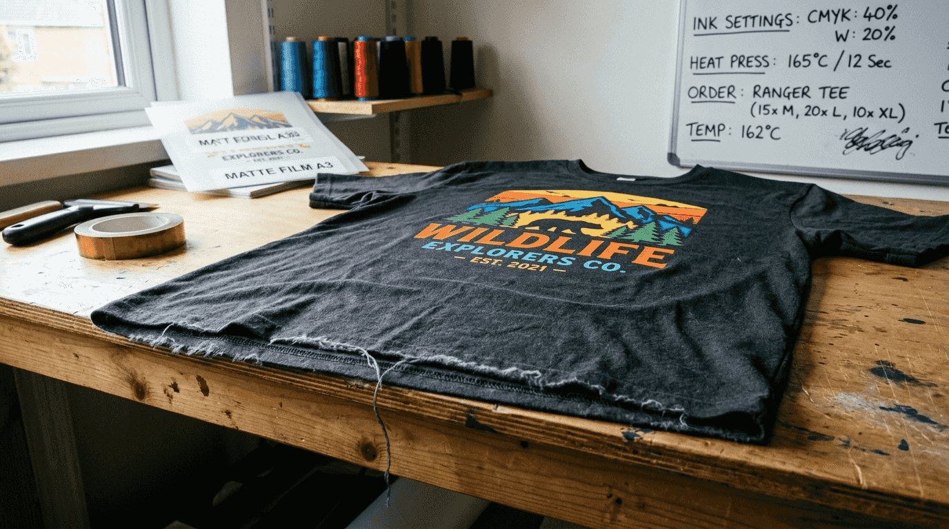 Close-up DTF print on cotton shirt