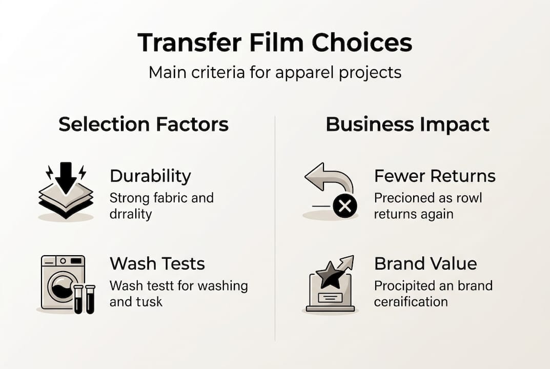 Infographic highlighting transfer film selection factors