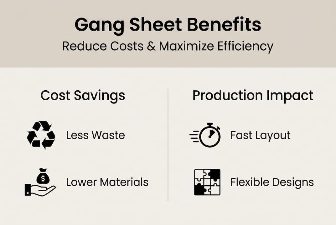 Infographic summarizing gang sheet benefits