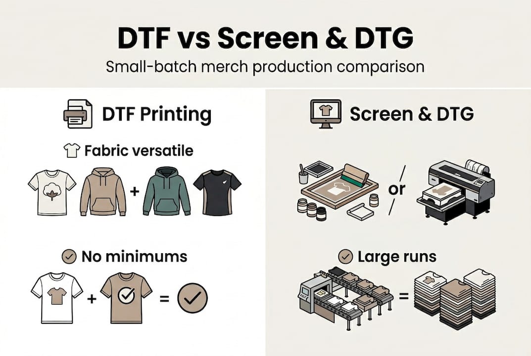 Infographic comparing DTF and other printing