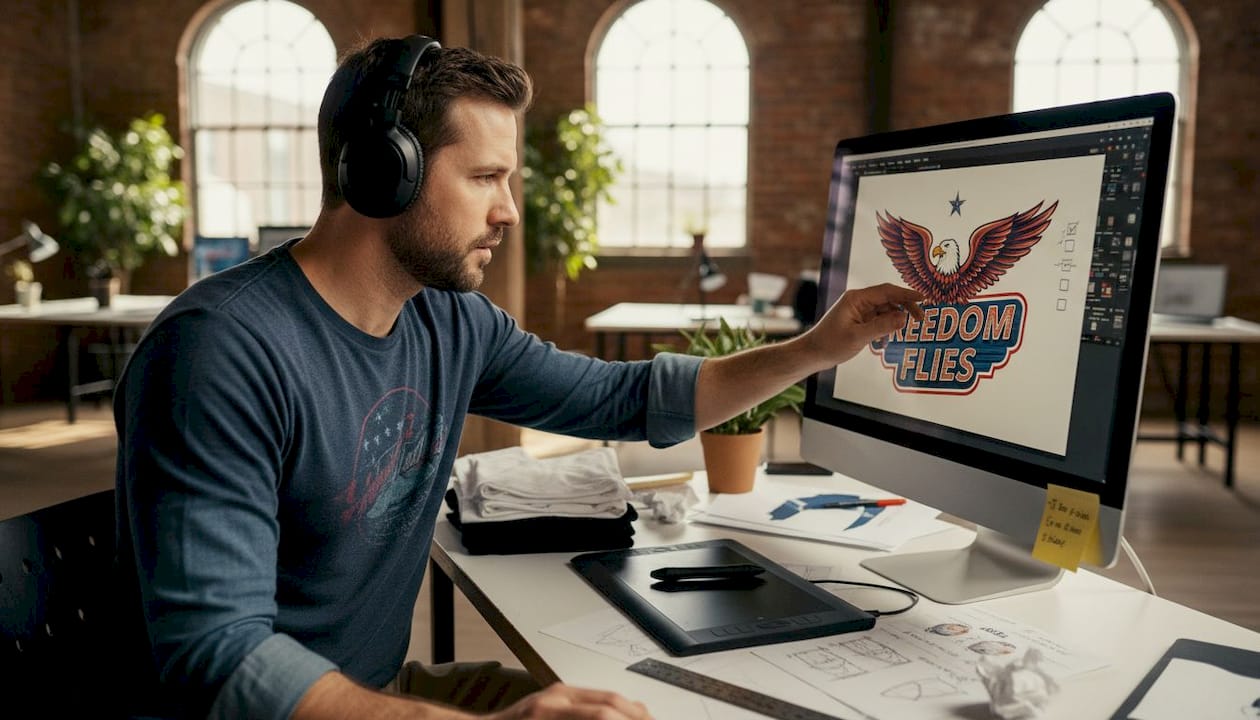 Artist editing print-ready t-shirt artwork
