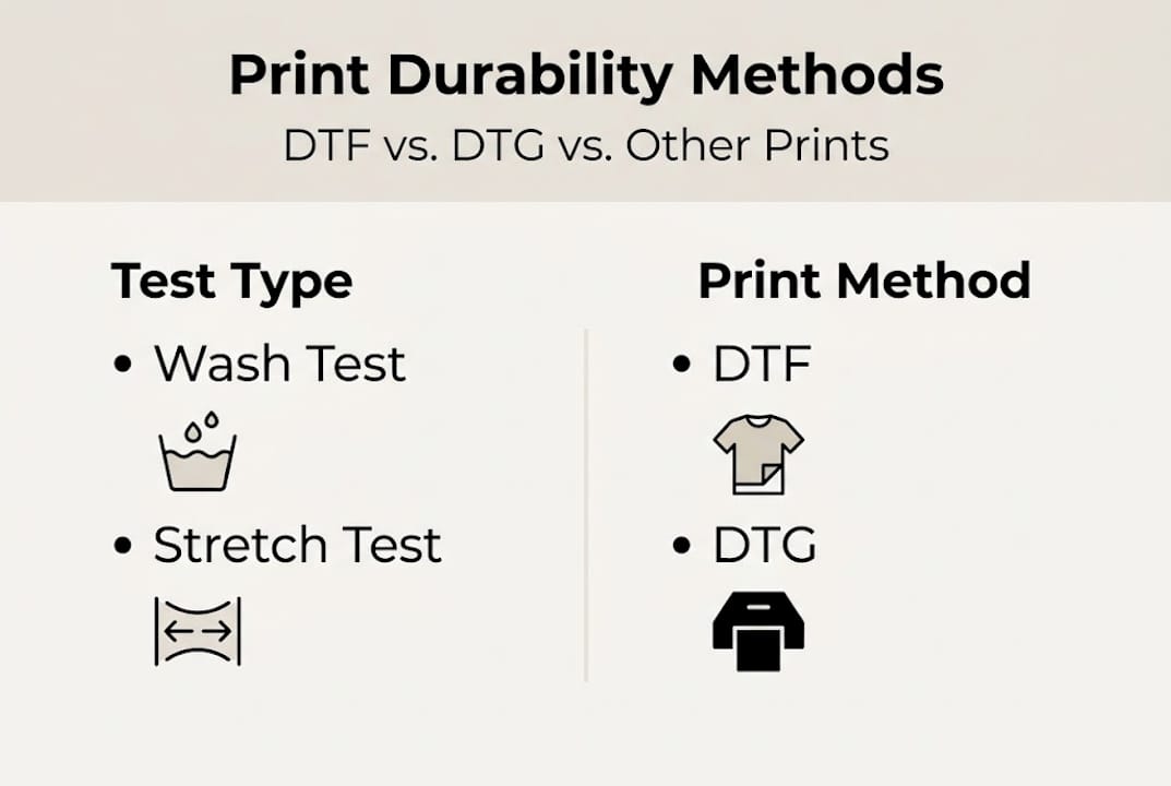 Infographic comparing DTF and DTG print methods