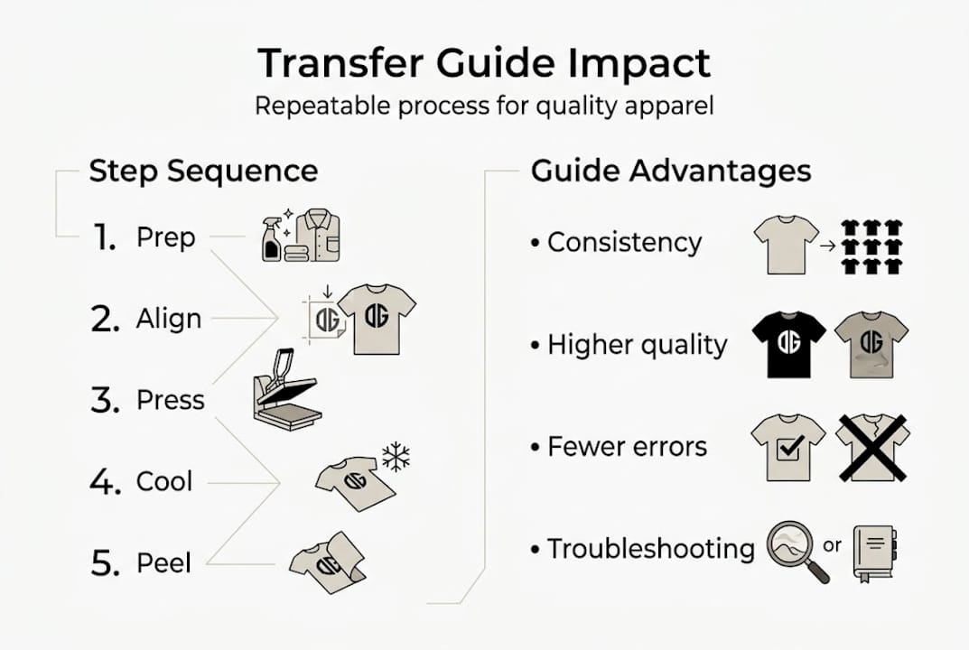 Infographic showing transfer guide benefits and steps