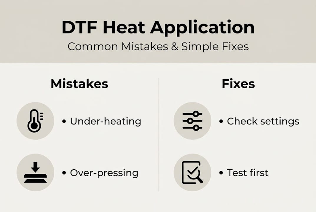 Infographic on DTF application mistakes and fixes