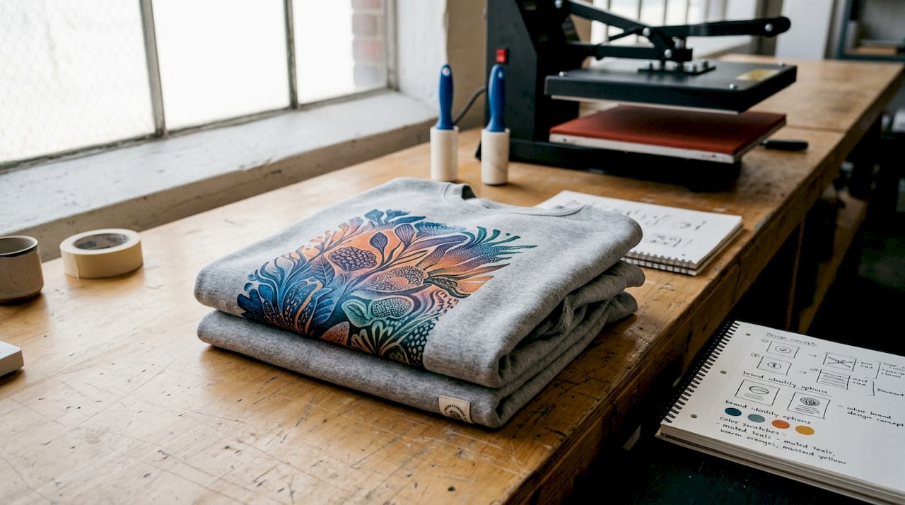 Modern digitally printed sweatshirt close-up