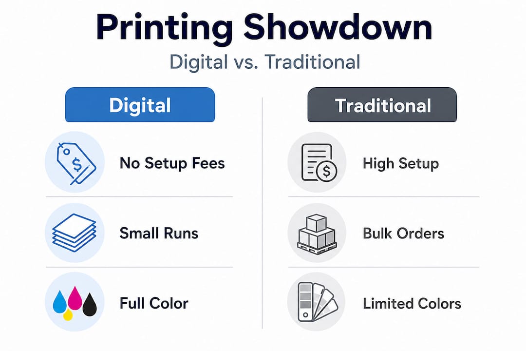 Infographic digital versus traditional printing comparison