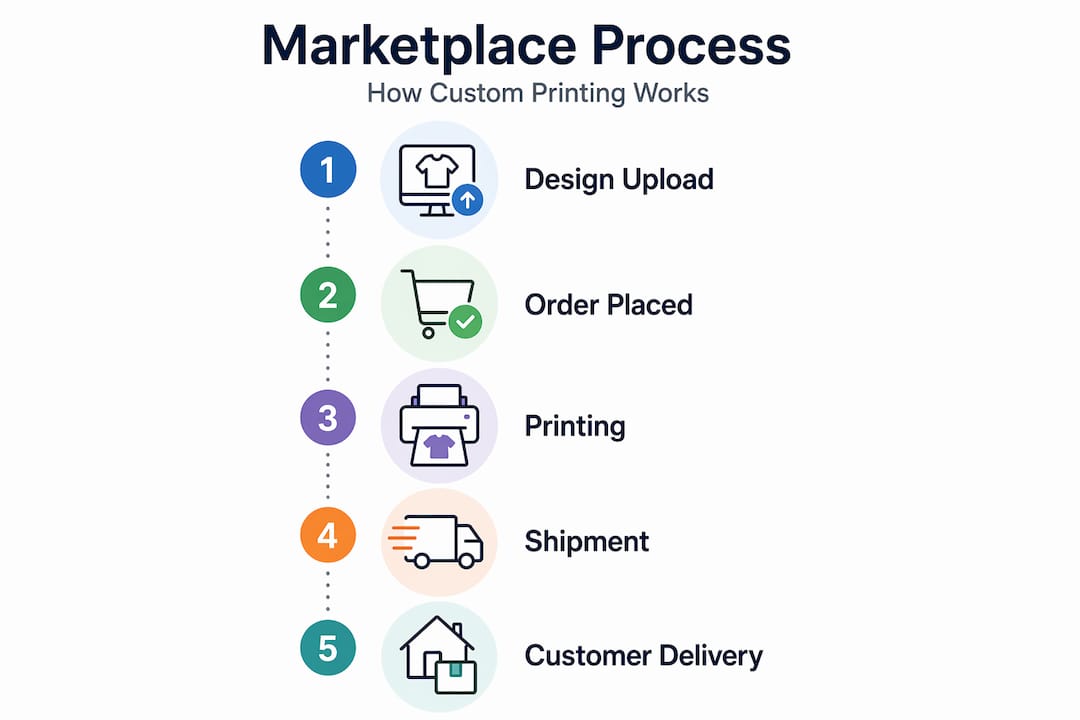 Infographic showing steps of custom apparel printing