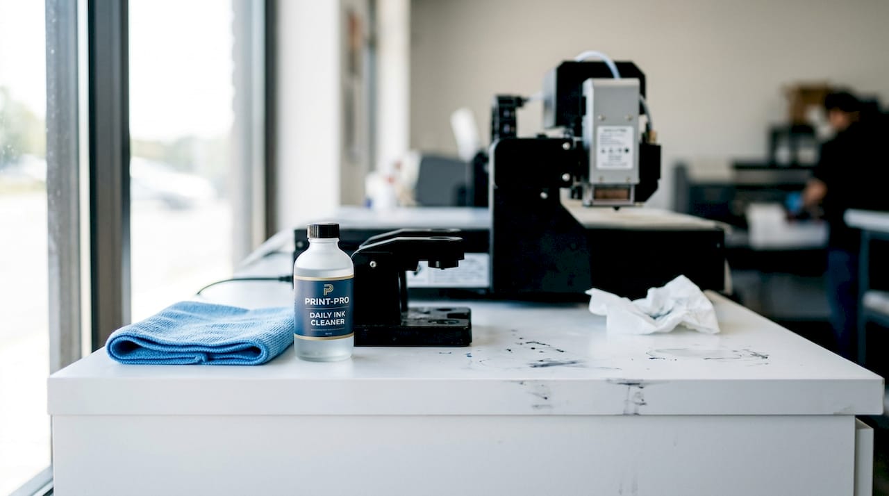 Daily cleaning tools on DTF printer counter