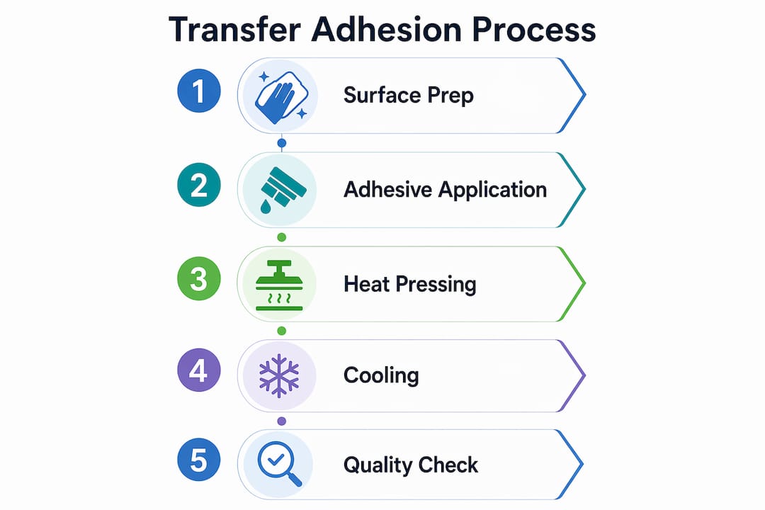 Infographic outlining transfer adhesion optimization steps
